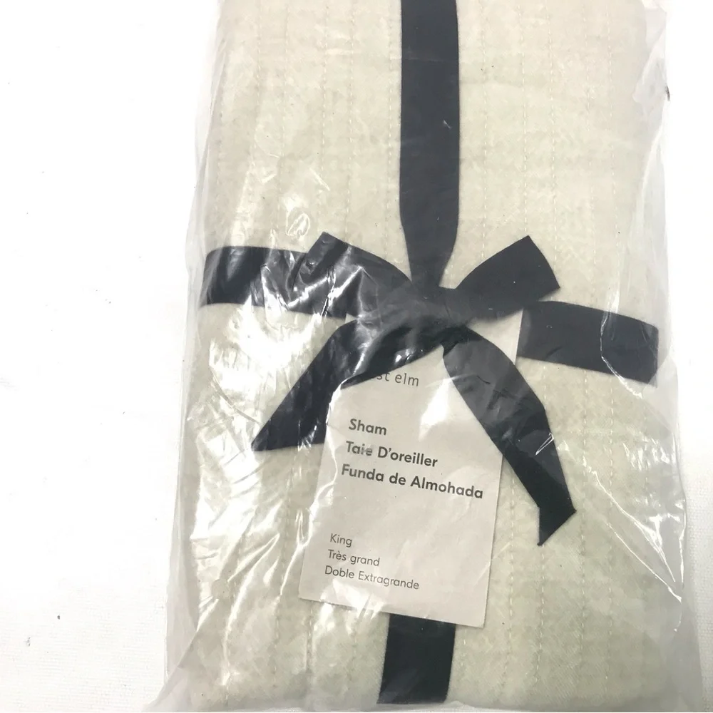 West Elm Cotton Velvet KING Size Sham Sand Solid New